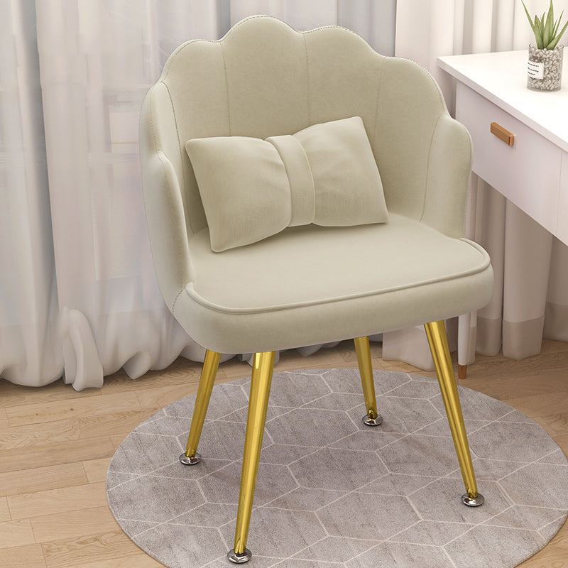 Modern Dining Side Chair with Metal Legs Solid Back Armchair for Home Use Off-White 1 Piece Brass Gold Clearhalo ' kitchen&dining_furn' 'Dining Chairs' 'Dining Tables & Seating' 'dining_chair' 'furn' 'furn_dining_chair' 'Furniture' 'furniture_dining_chair' 'Kitchen & Dining Furniture' 'kitchen' 3825462