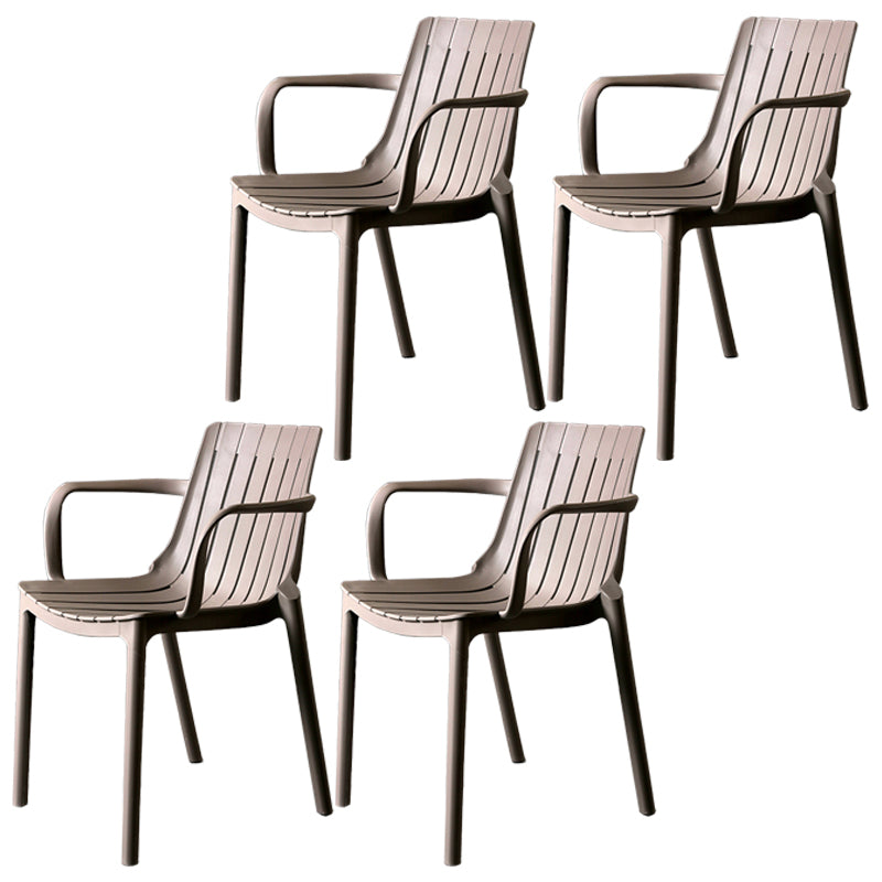 Modern Plastic Dining Armless Chair Open Back Dining Side Chair for Kitchen Khaki 4 Piece Set Clearhalo ' kitchen&dining_furn' 'Dining Chairs' 'Dining Tables & Seating' 'dining_chair' 'furn' 'furn_dining_chair' 'Furniture' 'furniture_dining_chair' 'Kitchen & Dining Furniture' 'kitchen' 3825491