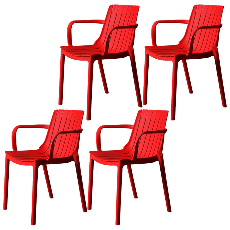 Modern Plastic Dining Armless Chair Open Back Dining Side Chair for Kitchen Red 4 Piece Set Clearhalo ' kitchen&dining_furn' 'Dining Chairs' 'Dining Tables & Seating' 'dining_chair' 'furn' 'furn_dining_chair' 'Furniture' 'furniture_dining_chair' 'Kitchen & Dining Furniture' 'kitchen' 3825499