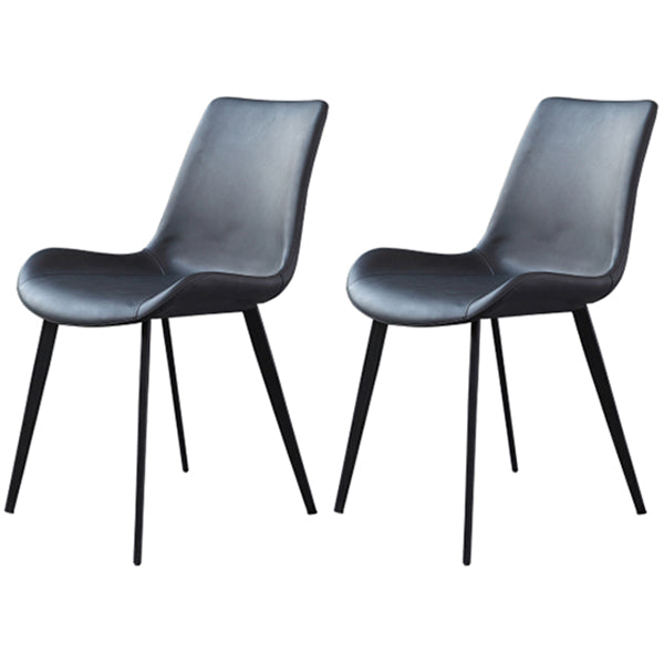 Contemporary Metal Dining Room Chairs Leather Dining Chairs for Home Use Black 2 Piece Set Clearhalo ' kitchen&dining_furn' 'Dining Chairs' 'Dining Tables & Seating' 'dining_chair' 'furn' 'furn_dining_chair' 'Furniture' 'furniture_dining_chair' 'Kitchen & Dining Furniture' 'kitchen' 3825510