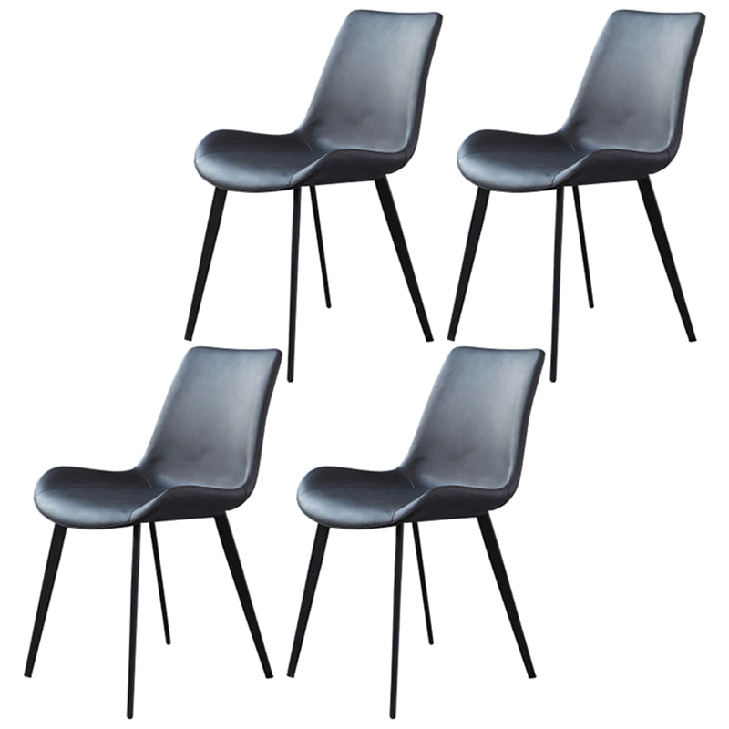 Contemporary Metal Dining Room Chairs Leather Dining Chairs for Home Use Black 4 Piece Set Clearhalo ' kitchen&dining_furn' 'Dining Chairs' 'Dining Tables & Seating' 'dining_chair' 'furn' 'furn_dining_chair' 'Furniture' 'furniture_dining_chair' 'Kitchen & Dining Furniture' 'kitchen' 3825511