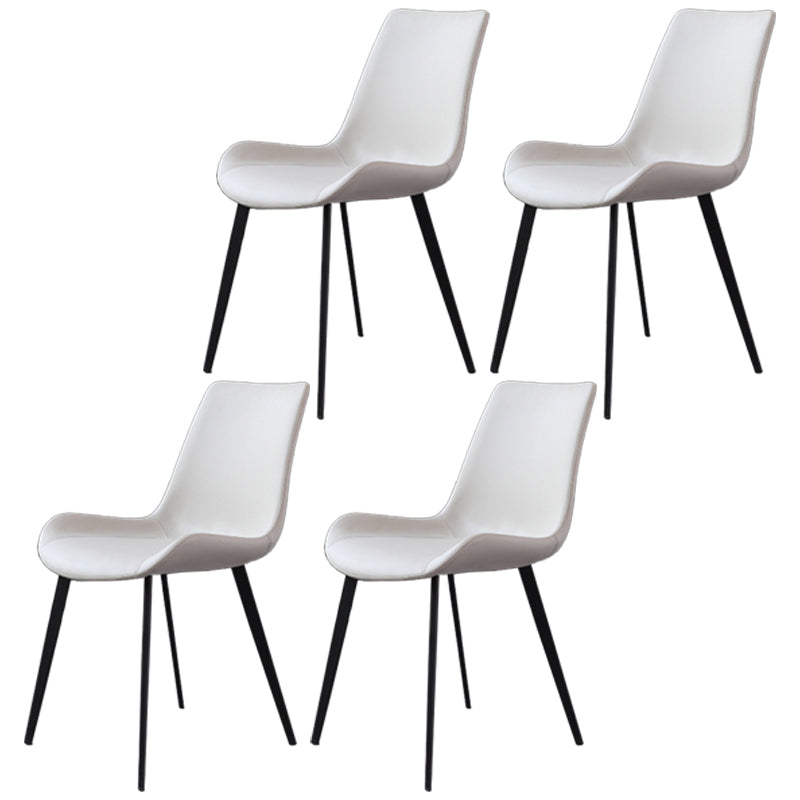 Contemporary Metal Dining Room Chairs Leather Dining Chairs for Home Use White 4 Piece Set Clearhalo ' kitchen&dining_furn' 'Dining Chairs' 'Dining Tables & Seating' 'dining_chair' 'furn' 'furn_dining_chair' 'Furniture' 'furniture_dining_chair' 'Kitchen & Dining Furniture' 'kitchen' 3825517