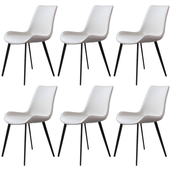 Contemporary Metal Dining Room Chairs Leather Dining Chairs for Home Use White 6 Piece Set Clearhalo ' kitchen&dining_furn' 'Dining Chairs' 'Dining Tables & Seating' 'dining_chair' 'furn' 'furn_dining_chair' 'Furniture' 'furniture_dining_chair' 'Kitchen & Dining Furniture' 'kitchen' 3825519