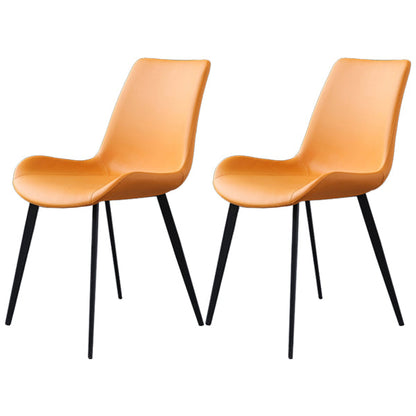 Contemporary Metal Dining Room Chairs Leather Dining Chairs for Home Use Orange 2 Piece Set Clearhalo ' kitchen&dining_furn' 'Dining Chairs' 'Dining Tables & Seating' 'dining_chair' 'furn' 'furn_dining_chair' 'Furniture' 'furniture_dining_chair' 'Kitchen & Dining Furniture' 'kitchen' 3825521