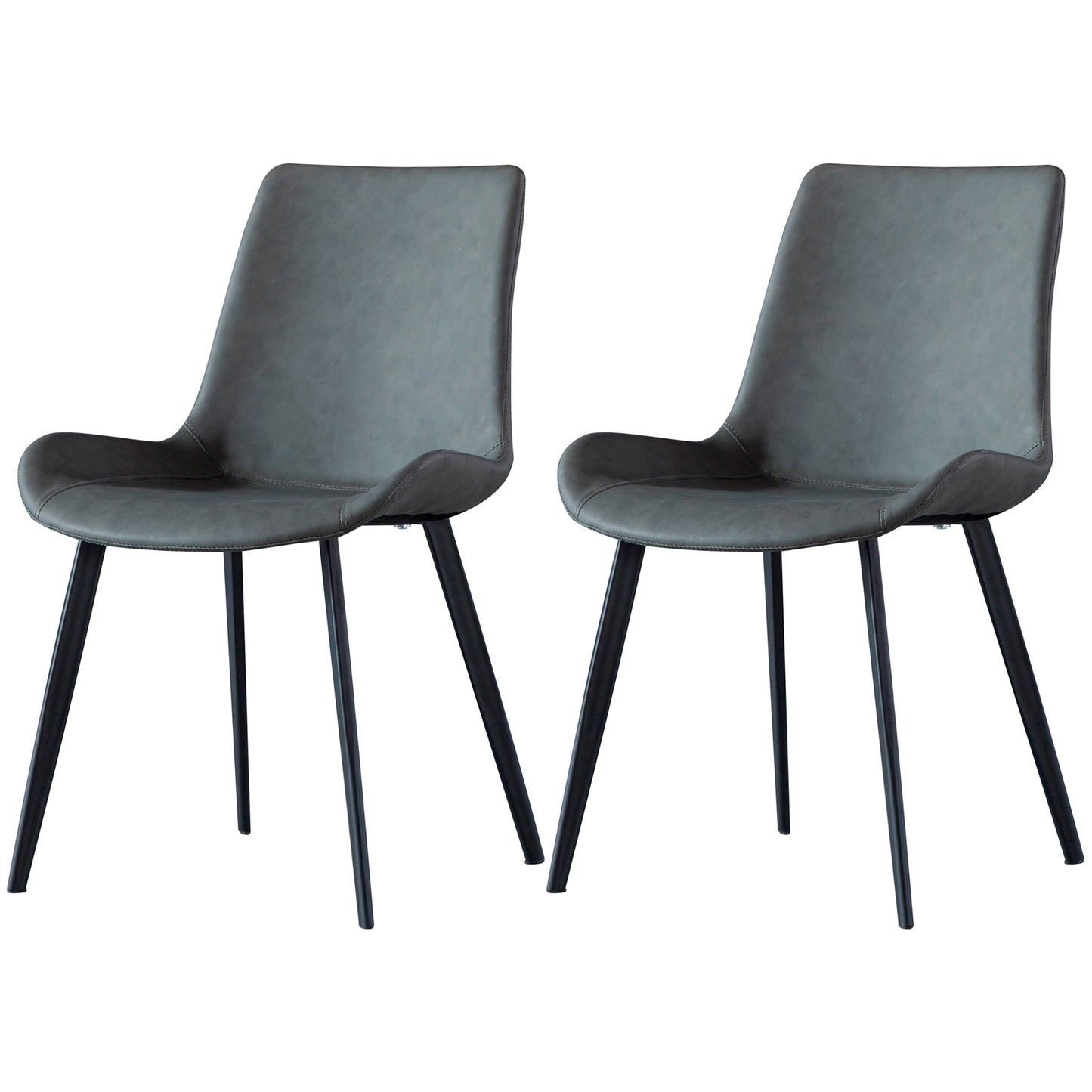 Contemporary Metal Dining Room Chairs Leather Dining Chairs for Home Use Dark Gray 2 Piece Set Clearhalo ' kitchen&dining_furn' 'Dining Chairs' 'Dining Tables & Seating' 'dining_chair' 'furn' 'furn_dining_chair' 'Furniture' 'furniture_dining_chair' 'Kitchen & Dining Furniture' 'kitchen' 3825531