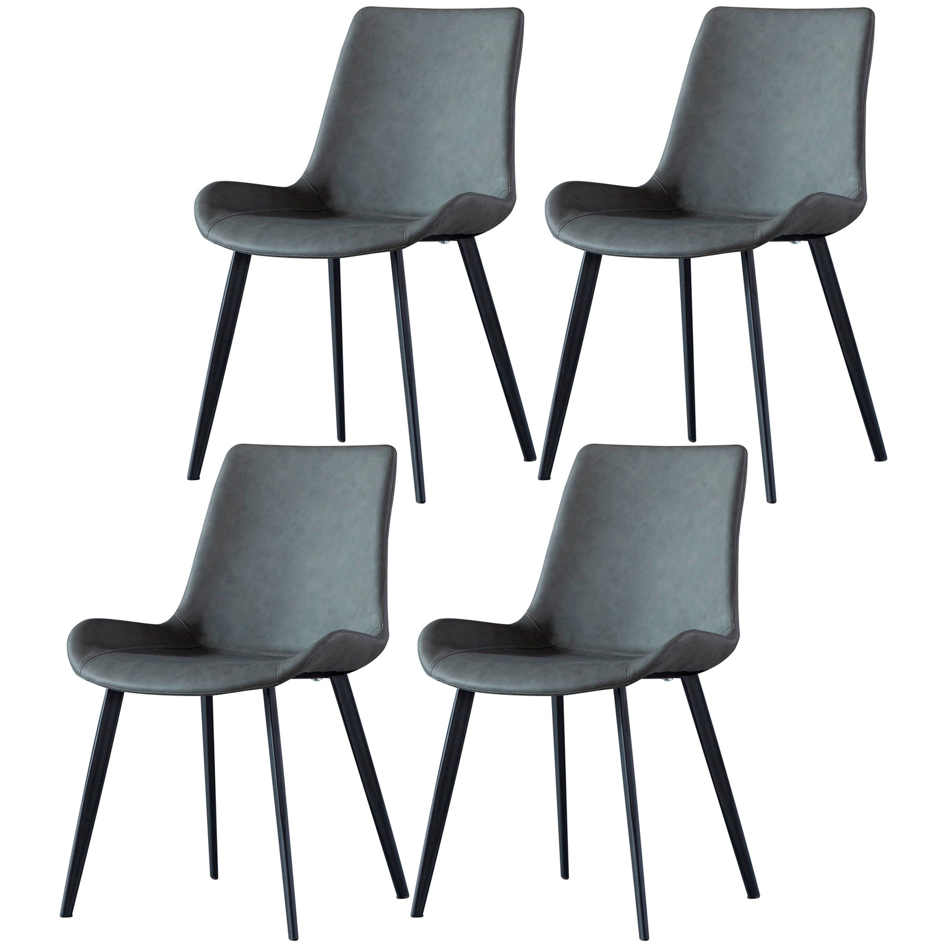Contemporary Metal Dining Room Chairs Leather Dining Chairs for Home Use Dark Gray 4 Piece Set Clearhalo ' kitchen&dining_furn' 'Dining Chairs' 'Dining Tables & Seating' 'dining_chair' 'furn' 'furn_dining_chair' 'Furniture' 'furniture_dining_chair' 'Kitchen & Dining Furniture' 'kitchen' 3825532
