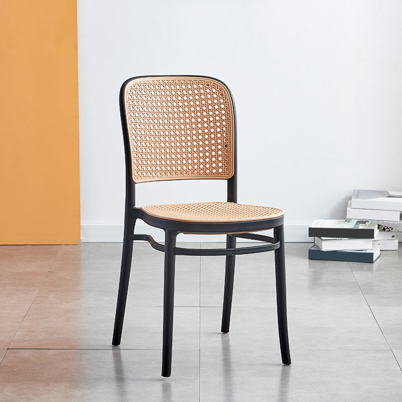 Tropical Style Wicker Dining Chairs Open Back Dining Side Chair for Kitchen Black 1 Piece Clearhalo ' kitchen&dining_furn' 'Dining Chairs' 'Dining Tables & Seating' 'dining_chair' 'furn' 'furn_dining_chair' 'Furniture' 'furniture_dining_chair' 'Kitchen & Dining Furniture' 'kitchen' 3825535