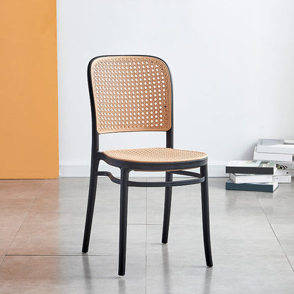 Tropical Style Wicker Dining Chairs Open Back Dining Side Chair for Kitchen Black 1 Piece Clearhalo ' kitchen&dining_furn' 'Dining Chairs' 'Dining Tables & Seating' 'dining_chair' 'furn' 'furn_dining_chair' 'Furniture' 'furniture_dining_chair' 'Kitchen & Dining Furniture' 'kitchen' 3825535