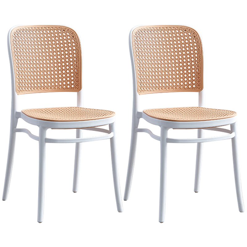 Tropical Style Wicker Dining Chairs Open Back Dining Side Chair for Kitchen White 2 Piece Set Clearhalo ' kitchen&dining_furn' 'Dining Chairs' 'Dining Tables & Seating' 'dining_chair' 'furn' 'furn_dining_chair' 'Furniture' 'furniture_dining_chair' 'Kitchen & Dining Furniture' 'kitchen' 3825542