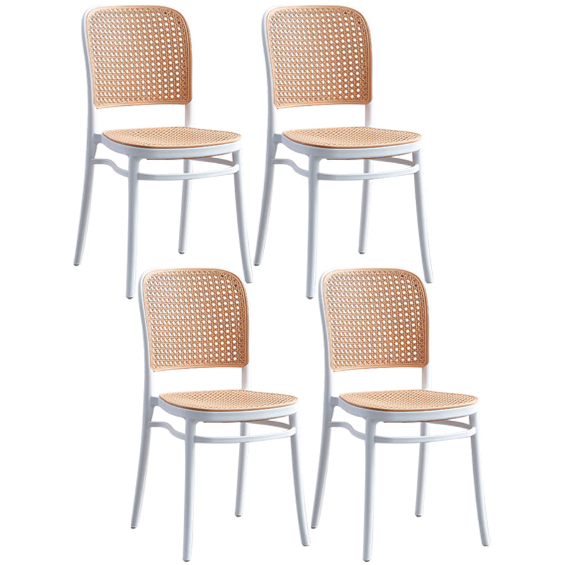 Tropical Style Wicker Dining Chairs Open Back Dining Side Chair for Kitchen White 4 Piece Set Clearhalo ' kitchen&dining_furn' 'Dining Chairs' 'Dining Tables & Seating' 'dining_chair' 'furn' 'furn_dining_chair' 'Furniture' 'furniture_dining_chair' 'Kitchen & Dining Furniture' 'kitchen' 3825544