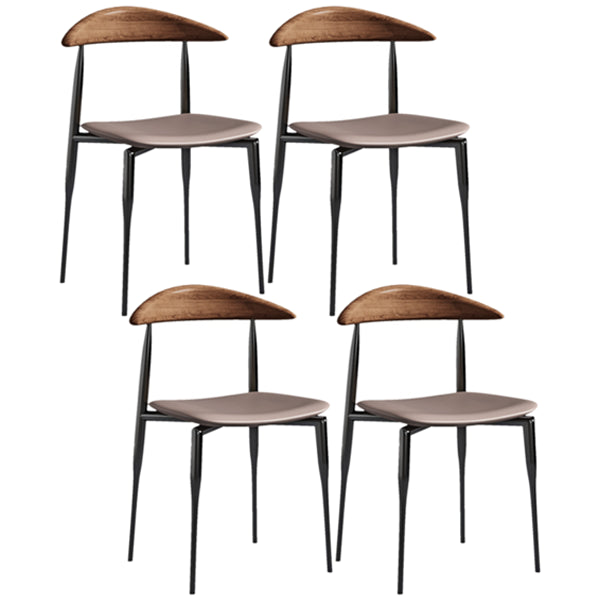 Contemporary Kitchen Metal Square Dining Chair Open Back Dining Side Armless Chair Grey 4 Piece Set Clearhalo ' kitchen&dining_furn' 'Dining Chairs' 'Dining Tables & Seating' 'dining_chair' 'furn' 'furn_dining_chair' 'Furniture' 'furniture_dining_chair' 'Kitchen & Dining Furniture' 'kitchen' 3825556