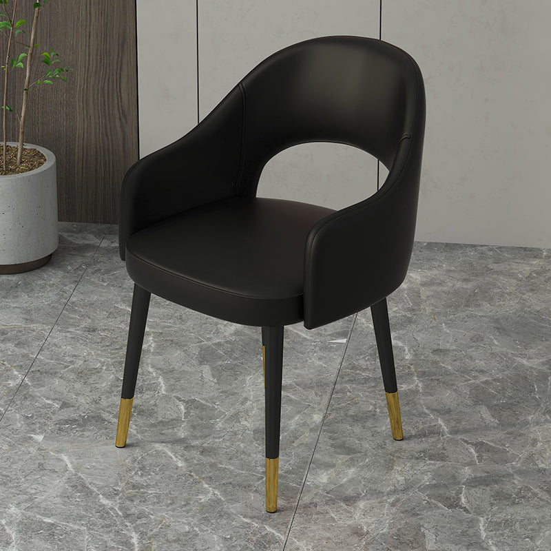 Contemporary Leather Dining Room Chairs Open Back Dining Side Chair for Home Use Black 1 Piece Clearhalo ' kitchen&dining_furn' 'Dining Chairs' 'Dining Tables & Seating' 'dining_chair' 'furn' 'furn_dining_chair' 'Furniture' 'furniture_dining_chair' 'Kitchen & Dining Furniture' 'kitchen' 3825570
