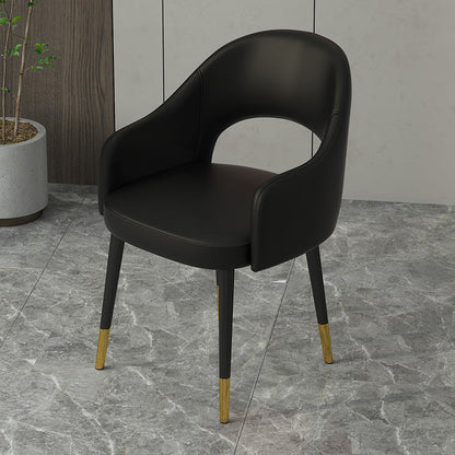 Contemporary Leather Dining Room Chairs Open Back Dining Side Chair for Home Use Black 1 Piece Clearhalo ' kitchen&dining_furn' 'Dining Chairs' 'Dining Tables & Seating' 'dining_chair' 'furn' 'furn_dining_chair' 'Furniture' 'furniture_dining_chair' 'Kitchen & Dining Furniture' 'kitchen' 3825570