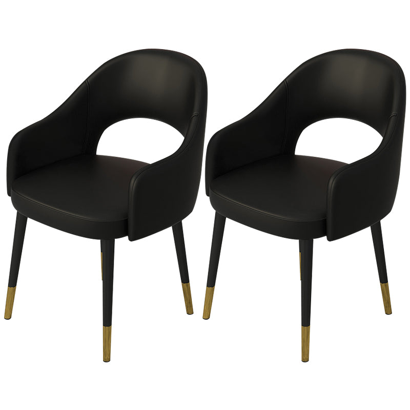 Contemporary Leather Dining Room Chairs Open Back Dining Side Chair for Home Use Black 2 Piece Set Clearhalo ' kitchen&dining_furn' 'Dining Chairs' 'Dining Tables & Seating' 'dining_chair' 'furn' 'furn_dining_chair' 'Furniture' 'furniture_dining_chair' 'Kitchen & Dining Furniture' 'kitchen' 3825571