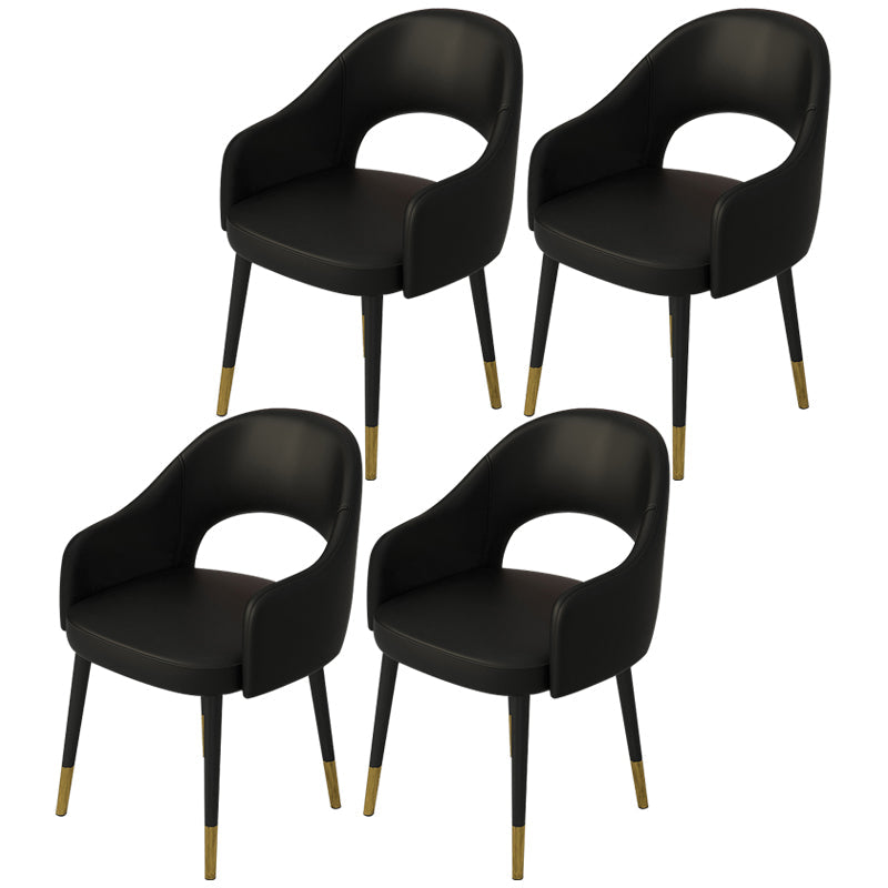 Contemporary Leather Dining Room Chairs Open Back Dining Side Chair for Home Use Black 4 Piece Set Clearhalo ' kitchen&dining_furn' 'Dining Chairs' 'Dining Tables & Seating' 'dining_chair' 'furn' 'furn_dining_chair' 'Furniture' 'furniture_dining_chair' 'Kitchen & Dining Furniture' 'kitchen' 3825573