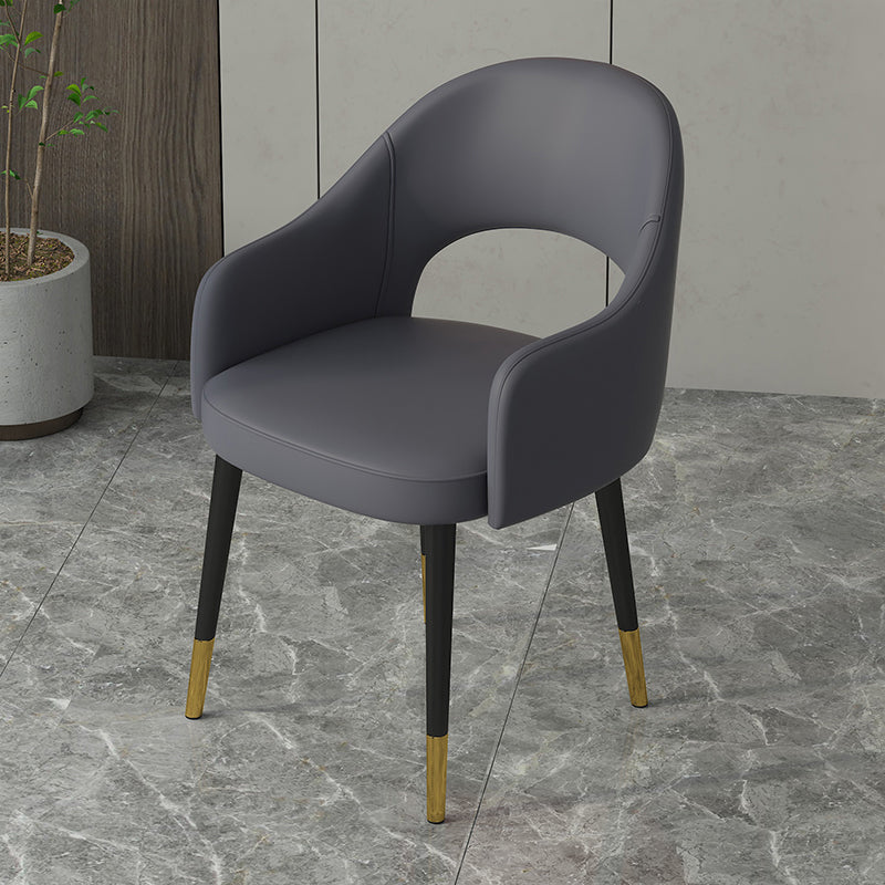 Contemporary Leather Dining Room Chairs Open Back Dining Side Chair for Home Use Dark Gray 1 Piece Clearhalo ' kitchen&dining_furn' 'Dining Chairs' 'Dining Tables & Seating' 'dining_chair' 'furn' 'furn_dining_chair' 'Furniture' 'furniture_dining_chair' 'Kitchen & Dining Furniture' 'kitchen' 3825575