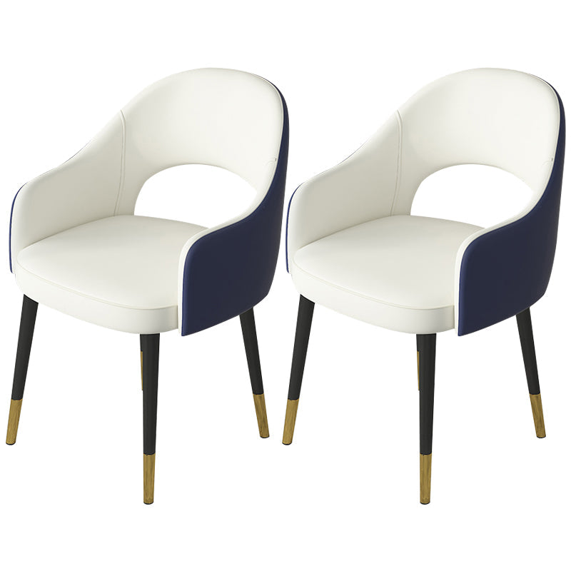 Contemporary Leather Dining Room Chairs Open Back Dining Side Chair for Home Use White-Blue 2 Piece Set Clearhalo ' kitchen&dining_furn' 'Dining Chairs' 'Dining Tables & Seating' 'dining_chair' 'furn' 'furn_dining_chair' 'Furniture' 'furniture_dining_chair' 'Kitchen & Dining Furniture' 'kitchen' 3825587