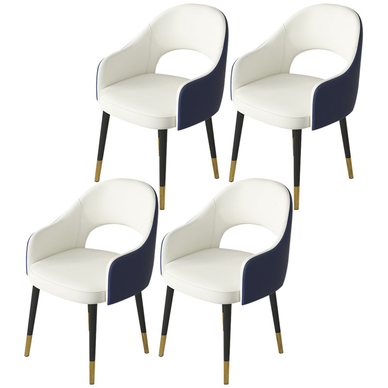 Contemporary Leather Dining Room Chairs Open Back Dining Side Chair for Home Use White-Blue 4 Piece Set Clearhalo ' kitchen&dining_furn' 'Dining Chairs' 'Dining Tables & Seating' 'dining_chair' 'furn' 'furn_dining_chair' 'Furniture' 'furniture_dining_chair' 'Kitchen & Dining Furniture' 'kitchen' 3825588
