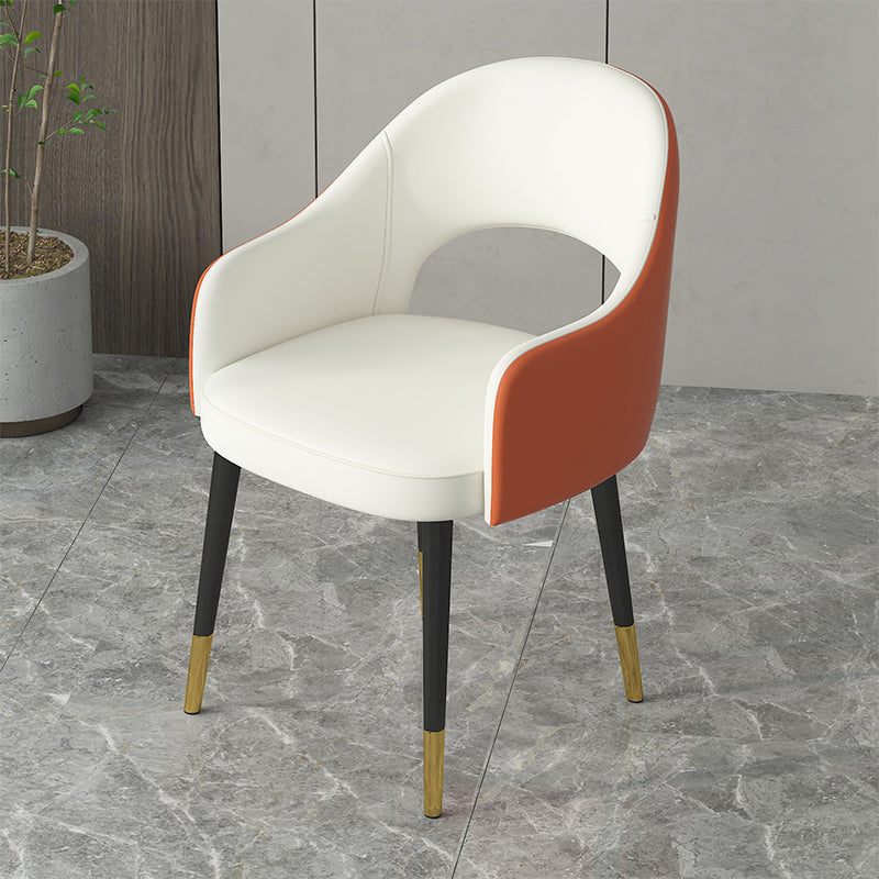 Contemporary Leather Dining Room Chairs Open Back Dining Side Chair for Home Use White-Saffron 1 Piece Clearhalo ' kitchen&dining_furn' 'Dining Chairs' 'Dining Tables & Seating' 'dining_chair' 'furn' 'furn_dining_chair' 'Furniture' 'furniture_dining_chair' 'Kitchen & Dining Furniture' 'kitchen' 3825592