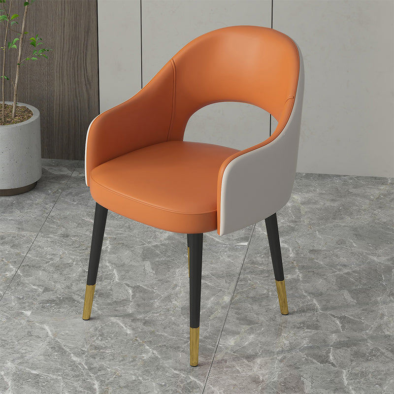 Contemporary Leather Dining Room Chairs Open Back Dining Side Chair for Home Use Light Gray-Yellow 1 Piece Clearhalo ' kitchen&dining_furn' 'Dining Chairs' 'Dining Tables & Seating' 'dining_chair' 'furn' 'furn_dining_chair' 'Furniture' 'furniture_dining_chair' 'Kitchen & Dining Furniture' 'kitchen' 3825598