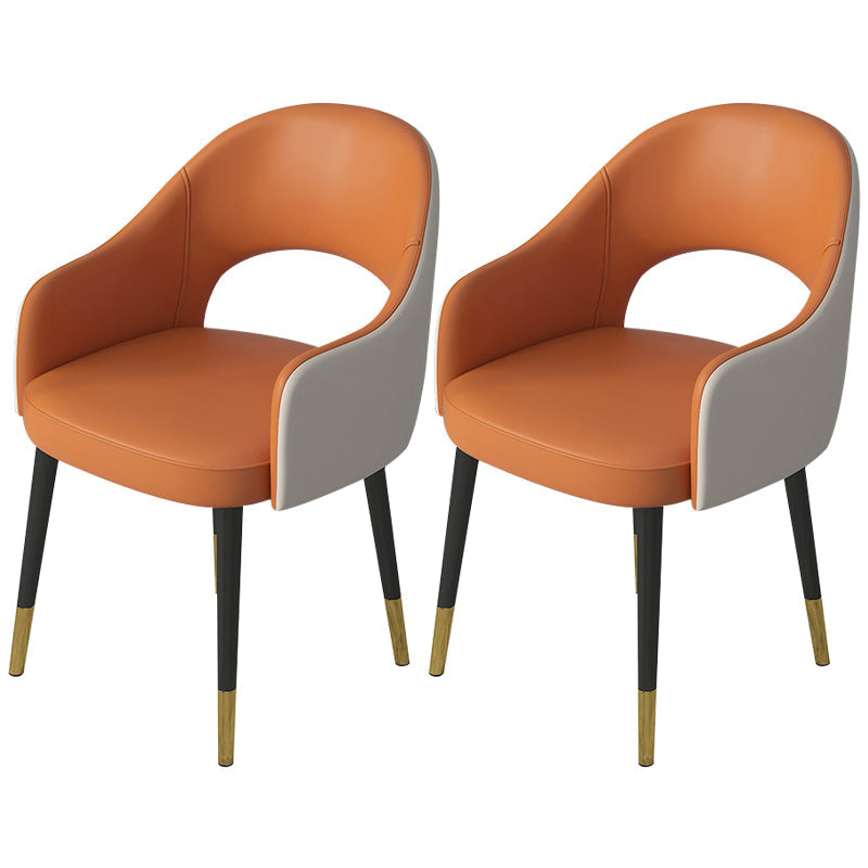 Contemporary Leather Dining Room Chairs Open Back Dining Side Chair for Home Use Light Gray-Yellow 2 Piece Set Clearhalo ' kitchen&dining_furn' 'Dining Chairs' 'Dining Tables & Seating' 'dining_chair' 'furn' 'furn_dining_chair' 'Furniture' 'furniture_dining_chair' 'Kitchen & Dining Furniture' 'kitchen' 3825599