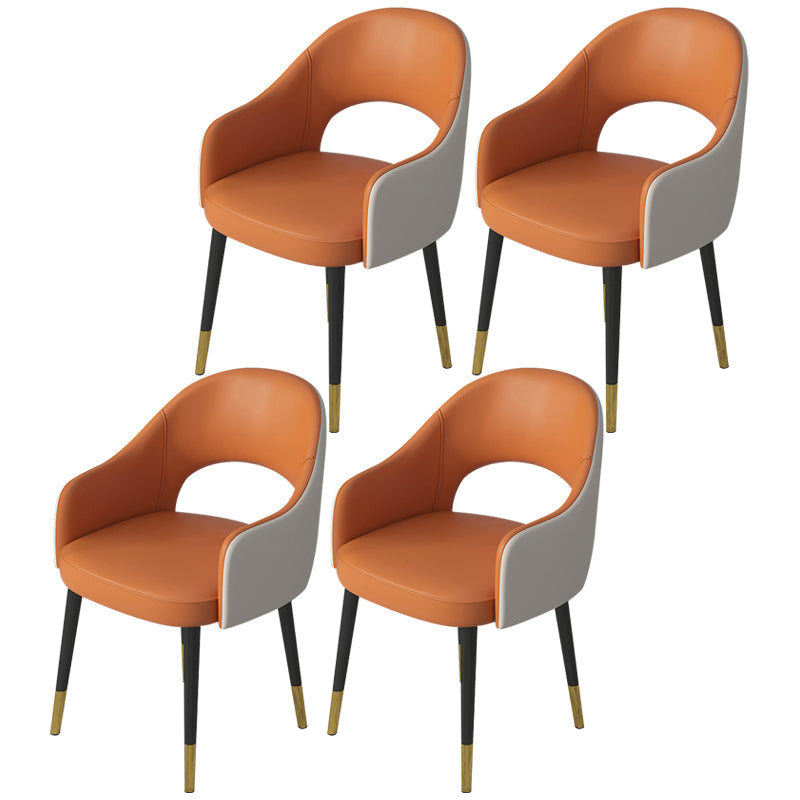 Contemporary Leather Dining Room Chairs Open Back Dining Side Chair for Home Use Light Gray-Yellow 4 Piece Set Clearhalo ' kitchen&dining_furn' 'Dining Chairs' 'Dining Tables & Seating' 'dining_chair' 'furn' 'furn_dining_chair' 'Furniture' 'furniture_dining_chair' 'Kitchen & Dining Furniture' 'kitchen' 3825600