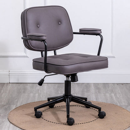 Minimalist Style Swivel Leather Dining Chair Open Back Dining Side Chair Grey 1 Piece Clearhalo ' kitchen&dining_furn' 'Dining Chairs' 'Dining Tables & Seating' 'dining_chair' 'furn' 'furn_dining_chair' 'Furniture' 'furniture_dining_chair' 'Kitchen & Dining Furniture' 'kitchen' 3825602