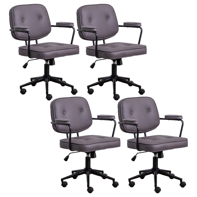 Minimalist Style Swivel Leather Dining Chair Open Back Dining Side Chair Grey 4 Piece Set Clearhalo ' kitchen&dining_furn' 'Dining Chairs' 'Dining Tables & Seating' 'dining_chair' 'furn' 'furn_dining_chair' 'Furniture' 'furniture_dining_chair' 'Kitchen & Dining Furniture' 'kitchen' 3825605