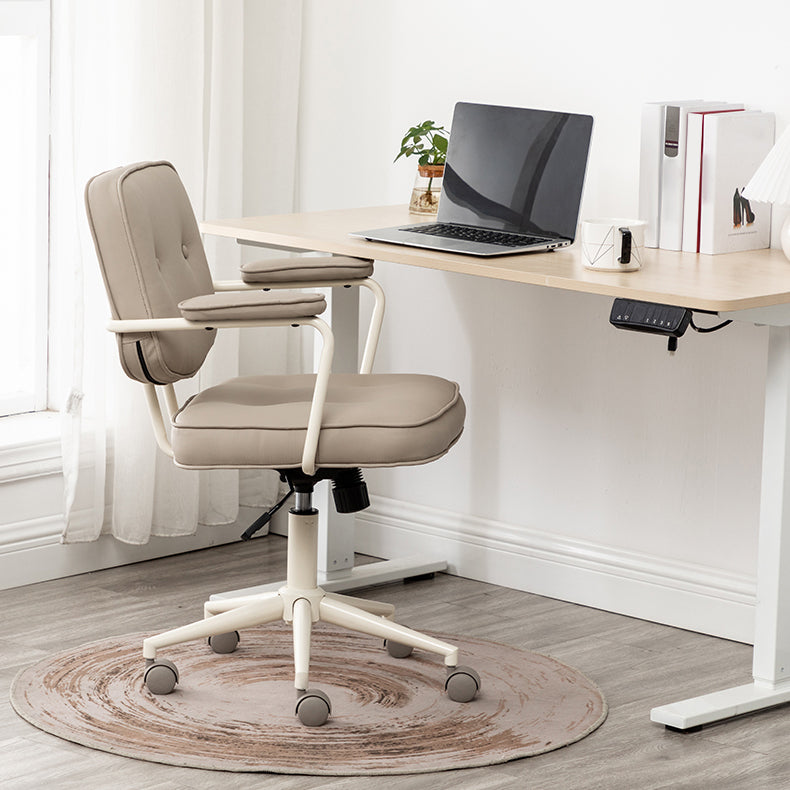 Minimalist Style Swivel Leather Dining Chair Open Back Dining Side Chair Clearhalo ' kitchen&dining_furn' 'Dining Chairs' 'Dining Tables & Seating' 'dining_chair' 'furn' 'furn_dining_chair' 'Furniture' 'furniture_dining_chair' 'Kitchen & Dining Furniture' 'kitchen' 3825608