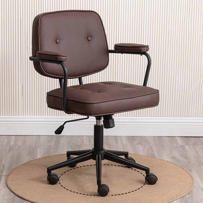 Minimalist Style Swivel Leather Dining Chair Open Back Dining Side Chair Brown 1 Piece Clearhalo ' kitchen&dining_furn' 'Dining Chairs' 'Dining Tables & Seating' 'dining_chair' 'furn' 'furn_dining_chair' 'Furniture' 'furniture_dining_chair' 'Kitchen & Dining Furniture' 'kitchen' 3825614