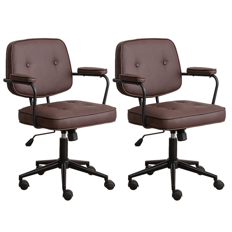Minimalist Style Swivel Leather Dining Chair Open Back Dining Side Chair Brown 2 Piece Set Clearhalo ' kitchen&dining_furn' 'Dining Chairs' 'Dining Tables & Seating' 'dining_chair' 'furn' 'furn_dining_chair' 'Furniture' 'furniture_dining_chair' 'Kitchen & Dining Furniture' 'kitchen' 3825616
