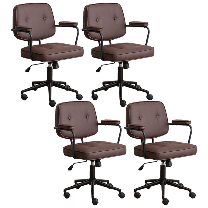 Minimalist Style Swivel Leather Dining Chair Open Back Dining Side Chair Brown 4 Piece Set Clearhalo ' kitchen&dining_furn' 'Dining Chairs' 'Dining Tables & Seating' 'dining_chair' 'furn' 'furn_dining_chair' 'Furniture' 'furniture_dining_chair' 'Kitchen & Dining Furniture' 'kitchen' 3825618