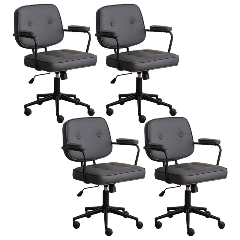 Minimalist Style Swivel Leather Dining Chair Open Back Dining Side Chair Dark Gray 4 Piece Set Clearhalo ' kitchen&dining_furn' 'Dining Chairs' 'Dining Tables & Seating' 'dining_chair' 'furn' 'furn_dining_chair' 'Furniture' 'furniture_dining_chair' 'Kitchen & Dining Furniture' 'kitchen' 3825622