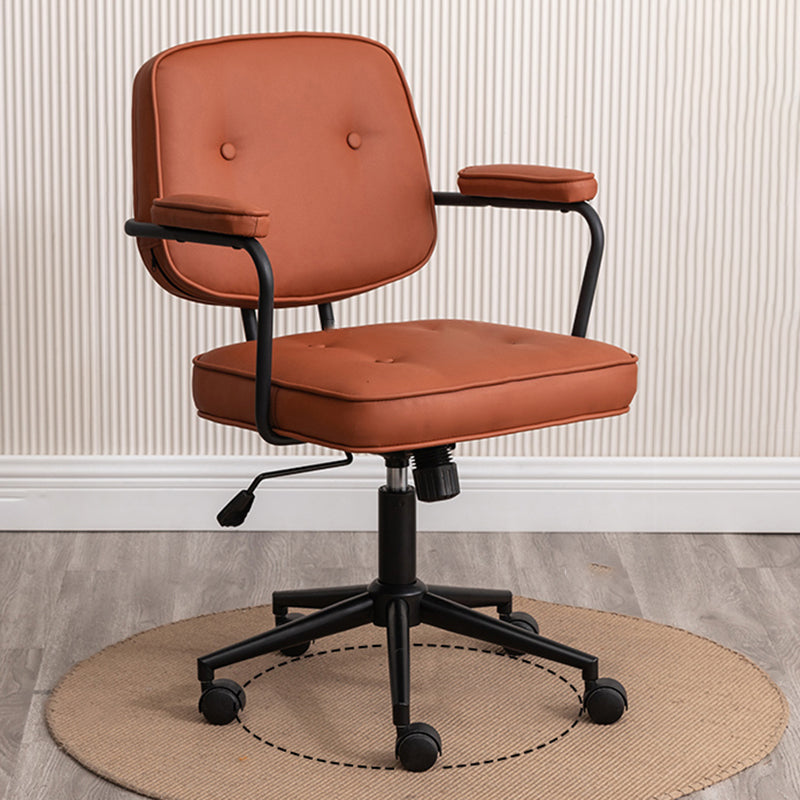 Minimalist Style Swivel Leather Dining Chair Open Back Dining Side Chair Brass 1 Piece Clearhalo ' kitchen&dining_furn' 'Dining Chairs' 'Dining Tables & Seating' 'dining_chair' 'furn' 'furn_dining_chair' 'Furniture' 'furniture_dining_chair' 'Kitchen & Dining Furniture' 'kitchen' 3825629