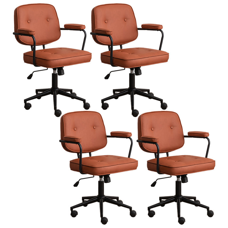 Minimalist Style Swivel Leather Dining Chair Open Back Dining Side Chair Brass 4 Piece Set Clearhalo ' kitchen&dining_furn' 'Dining Chairs' 'Dining Tables & Seating' 'dining_chair' 'furn' 'furn_dining_chair' 'Furniture' 'furniture_dining_chair' 'Kitchen & Dining Furniture' 'kitchen' 3825631