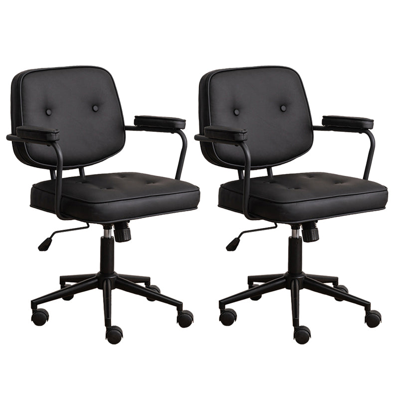 Minimalist Style Swivel Leather Dining Chair Open Back Dining Side Chair Black 2 Piece Set Clearhalo ' kitchen&dining_furn' 'Dining Chairs' 'Dining Tables & Seating' 'dining_chair' 'furn' 'furn_dining_chair' 'Furniture' 'furniture_dining_chair' 'Kitchen & Dining Furniture' 'kitchen' 3825633