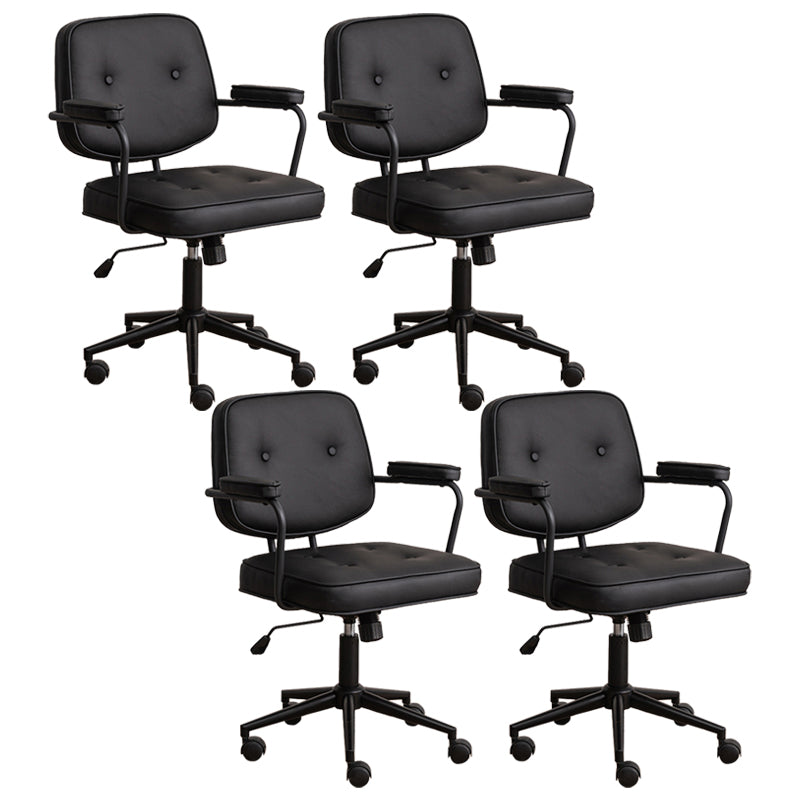 Minimalist Style Swivel Leather Dining Chair Open Back Dining Side Chair Black 4 Piece Set Clearhalo ' kitchen&dining_furn' 'Dining Chairs' 'Dining Tables & Seating' 'dining_chair' 'furn' 'furn_dining_chair' 'Furniture' 'furniture_dining_chair' 'Kitchen & Dining Furniture' 'kitchen' 3825634