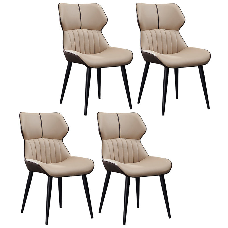 Contemporary PU Leather Dining Room Chairs Wingback Side Armchair for Home Use Light Khaki 4 Piece Set Clearhalo ' kitchen&dining_furn' 'Dining Chairs' 'Dining Tables & Seating' 'dining_chair' 'furn' 'furn_dining_chair' 'Furniture' 'furniture_dining_chair' 'Kitchen & Dining Furniture' 'kitchen' 3825650