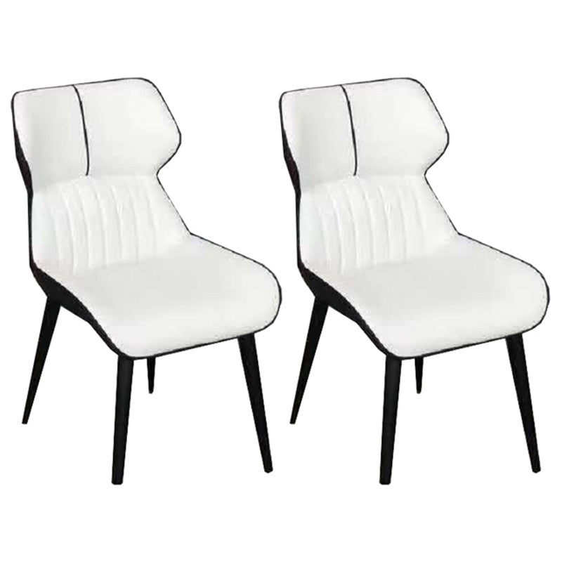 Contemporary PU Leather Dining Room Chairs Wingback Side Armchair for Home Use White 2 Piece Set Clearhalo ' kitchen&dining_furn' 'Dining Chairs' 'Dining Tables & Seating' 'dining_chair' 'furn' 'furn_dining_chair' 'Furniture' 'furniture_dining_chair' 'Kitchen & Dining Furniture' 'kitchen' 3825654