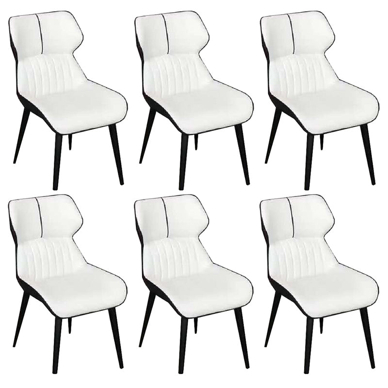 Contemporary PU Leather Dining Room Chairs Wingback Side Armchair for Home Use White 6 Piece Set Clearhalo ' kitchen&dining_furn' 'Dining Chairs' 'Dining Tables & Seating' 'dining_chair' 'furn' 'furn_dining_chair' 'Furniture' 'furniture_dining_chair' 'Kitchen & Dining Furniture' 'kitchen' 3825658