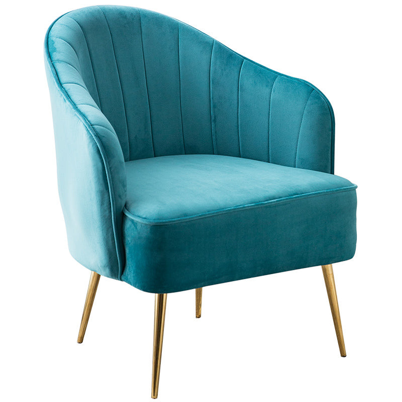 Contemporary Style Upholstered Arm Dining Chair Solid Back Side Chair for Home Lake Blue 1 Piece Brass Gold Clearhalo ' kitchen&dining_furn' 'Dining Chairs' 'Dining Tables & Seating' 'dining_chair' 'furn' 'furn_dining_chair' 'Furniture' 'furniture_dining_chair' 'Kitchen & Dining Furniture' 'kitchen' 3825665