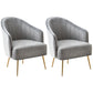Contemporary Style Upholstered Arm Dining Chair Solid Back Side Chair for Home Light Gray 2 Piece Set Brass Gold Clearhalo ' kitchen&dining_furn' 'Dining Chairs' 'Dining Tables & Seating' 'dining_chair' 'furn' 'furn_dining_chair' 'Furniture' 'furniture_dining_chair' 'Kitchen & Dining Furniture' 'kitchen' 3825678