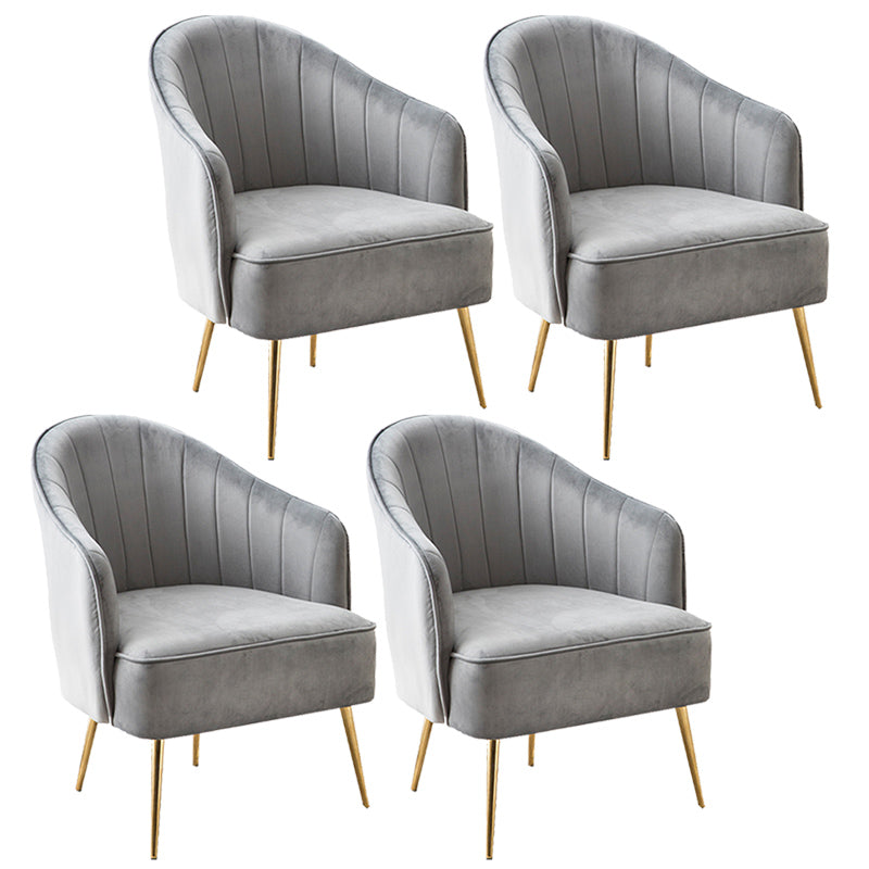 Contemporary Style Upholstered Arm Dining Chair Solid Back Side Chair for Home Light Gray 4 Piece Set Brass Gold Clearhalo ' kitchen&dining_furn' 'Dining Chairs' 'Dining Tables & Seating' 'dining_chair' 'furn' 'furn_dining_chair' 'Furniture' 'furniture_dining_chair' 'Kitchen & Dining Furniture' 'kitchen' 3825680