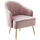 Contemporary Style Upholstered Arm Dining Chair Solid Back Side Chair for Home Pink 1 Piece Brass Gold Clearhalo ' kitchen&dining_furn' 'Dining Chairs' 'Dining Tables & Seating' 'dining_chair' 'furn' 'furn_dining_chair' 'Furniture' 'furniture_dining_chair' 'Kitchen & Dining Furniture' 'kitchen' 3825688
