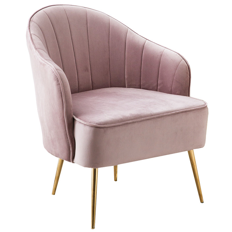 Contemporary Style Upholstered Arm Dining Chair Solid Back Side Chair for Home Pink 1 Piece Brass Gold Clearhalo ' kitchen&dining_furn' 'Dining Chairs' 'Dining Tables & Seating' 'dining_chair' 'furn' 'furn_dining_chair' 'Furniture' 'furniture_dining_chair' 'Kitchen & Dining Furniture' 'kitchen' 3825688