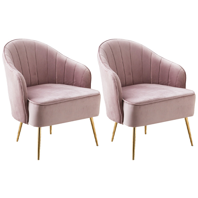Contemporary Style Upholstered Arm Dining Chair Solid Back Side Chair for Home Pink 2 Piece Set Brass Gold Clearhalo ' kitchen&dining_furn' 'Dining Chairs' 'Dining Tables & Seating' 'dining_chair' 'furn' 'furn_dining_chair' 'Furniture' 'furniture_dining_chair' 'Kitchen & Dining Furniture' 'kitchen' 3825689