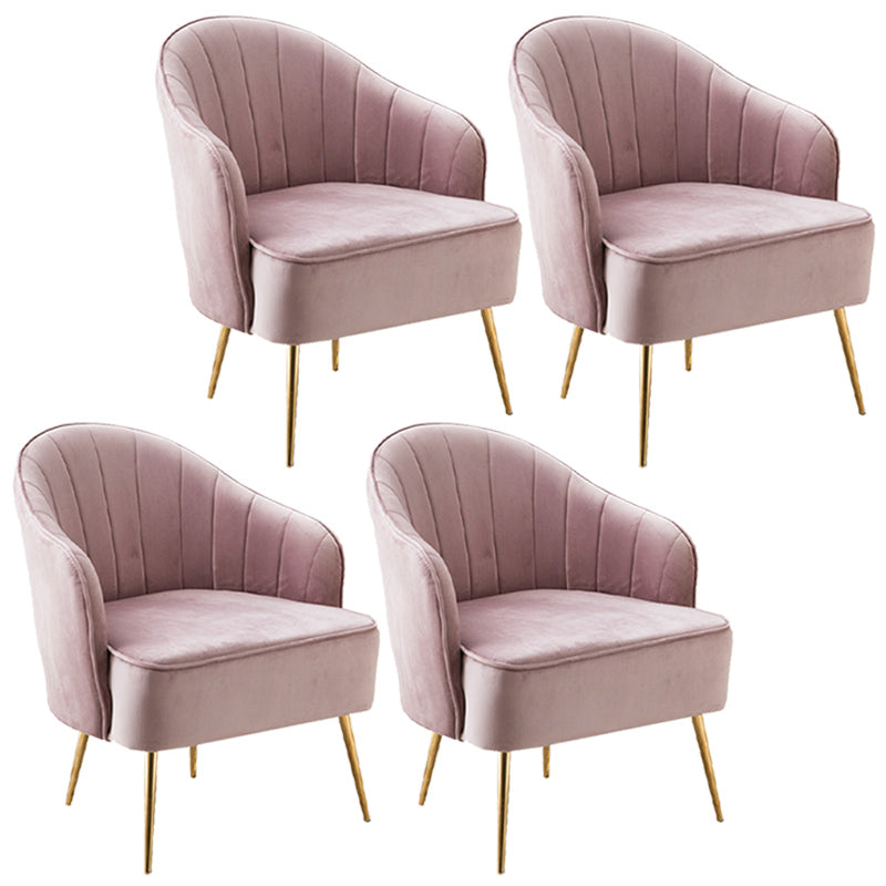 Contemporary Style Upholstered Arm Dining Chair Solid Back Side Chair for Home Pink 4 Piece Set Brass Gold Clearhalo ' kitchen&dining_furn' 'Dining Chairs' 'Dining Tables & Seating' 'dining_chair' 'furn' 'furn_dining_chair' 'Furniture' 'furniture_dining_chair' 'Kitchen & Dining Furniture' 'kitchen' 3825690