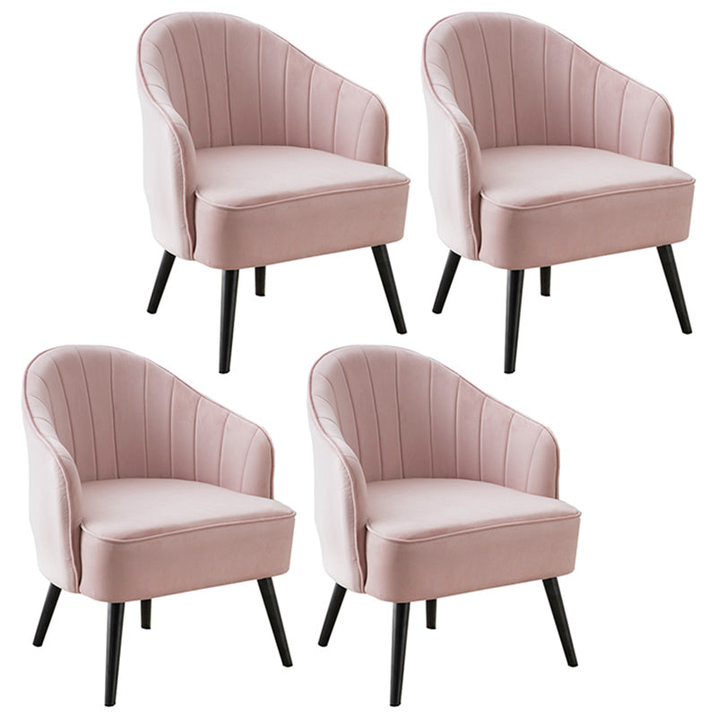 Contemporary Style Upholstered Arm Dining Chair Solid Back Side Chair for Home Pink 4 Piece Set Black Clearhalo ' kitchen&dining_furn' 'Dining Chairs' 'Dining Tables & Seating' 'dining_chair' 'furn' 'furn_dining_chair' 'Furniture' 'furniture_dining_chair' 'Kitchen & Dining Furniture' 'kitchen' 3825693