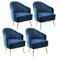 Contemporary Style Upholstered Arm Dining Chair Solid Back Side Chair for Home Dark Blue 4 Piece Set Brass Gold Clearhalo ' kitchen&dining_furn' 'Dining Chairs' 'Dining Tables & Seating' 'dining_chair' 'furn' 'furn_dining_chair' 'Furniture' 'furniture_dining_chair' 'Kitchen & Dining Furniture' 'kitchen' 3825696