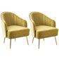 Contemporary Style Upholstered Arm Dining Chair Solid Back Side Chair for Home Yellow 2 Piece Set Brass Gold Clearhalo ' kitchen&dining_furn' 'Dining Chairs' 'Dining Tables & Seating' 'dining_chair' 'furn' 'furn_dining_chair' 'Furniture' 'furniture_dining_chair' 'Kitchen & Dining Furniture' 'kitchen' 3825704